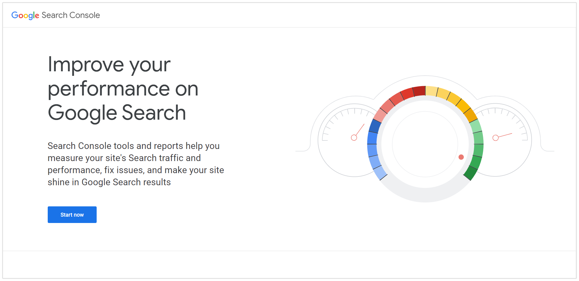 Página inicial do Google Search Console